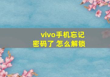 vivo手机忘记密码了 怎么解锁